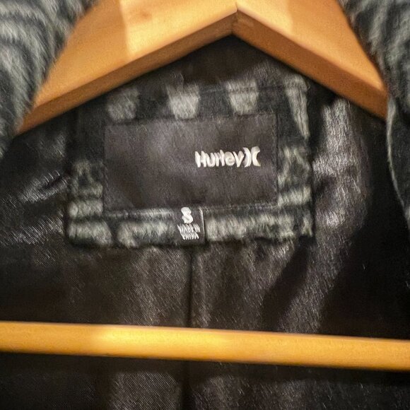 Hurley Wool Blend Hooded Pea Coat – Tribal Aztec Print | Size Small - Picture 3 of 5